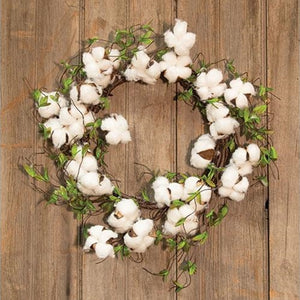 Willow Leaves + Cotton Wreath, 22"
