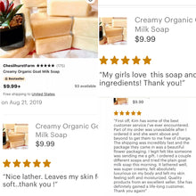 Creamy Organic Goat Milk Soap Natural Unscented 4 Pack