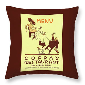 Coppa's Restaurant Menu San Francisco Throw Pillow