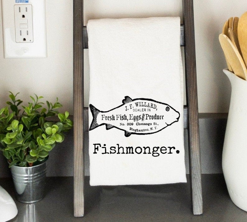 Fish Monger Retro Farm House Dish Towel