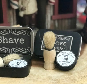 Travel Shave Soap + Shave Brush Mini Tin and Refills