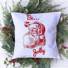 Santa Pillow Cover  | 20" x 20" | White Cotton | Christmas Be Jolly